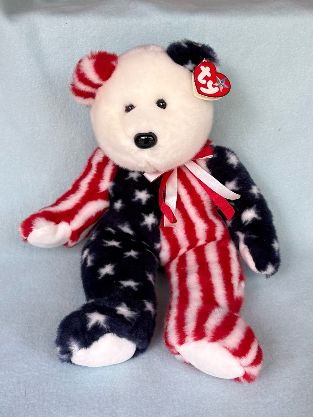 Ty Patriotic Bear Plush - Red, White, Blue Stars & Stripes 1999